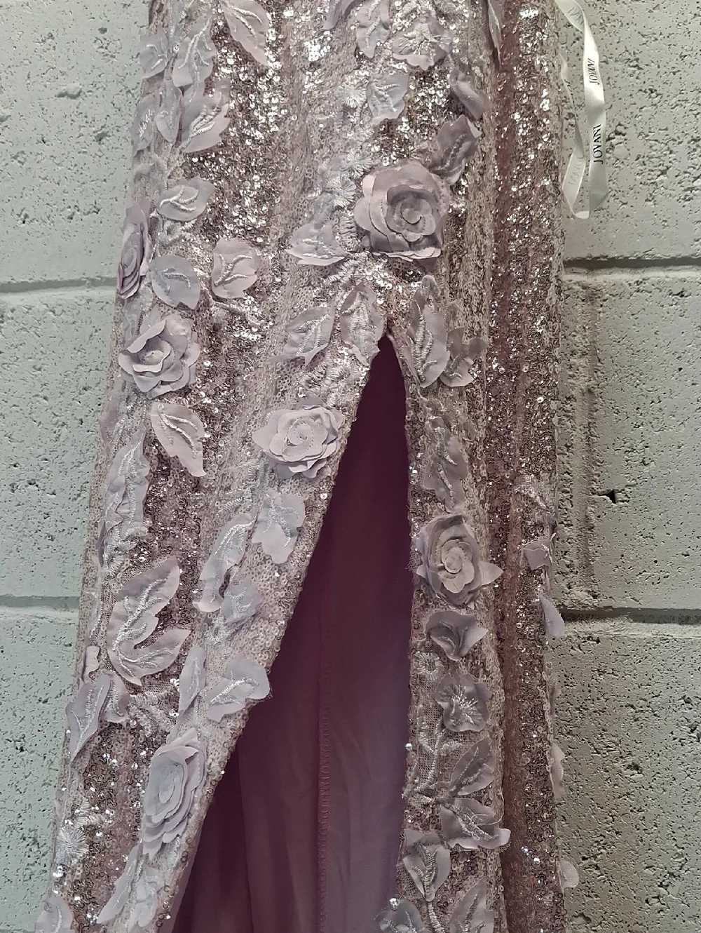 NWOT Jovani Sequin Floral Appliqué Gown in Light Pink - Picture 8 of 13